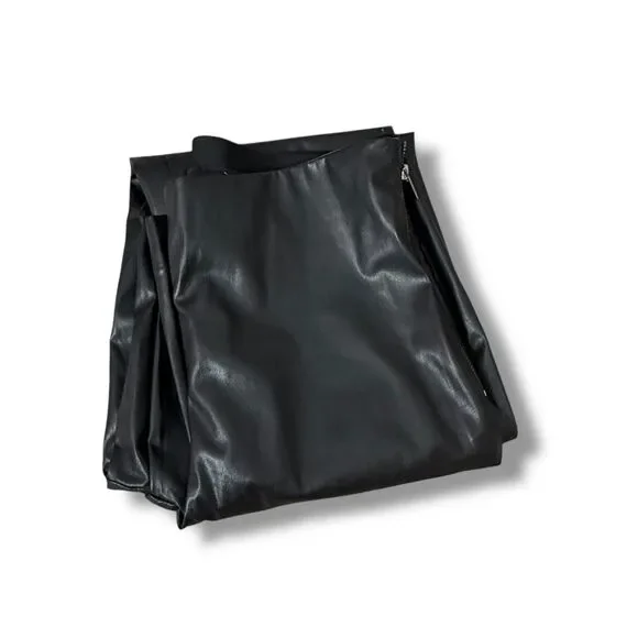 NWT French Connection Black Faux Leather Straight Leg Pants | Size 8 - Picture 6 of 9